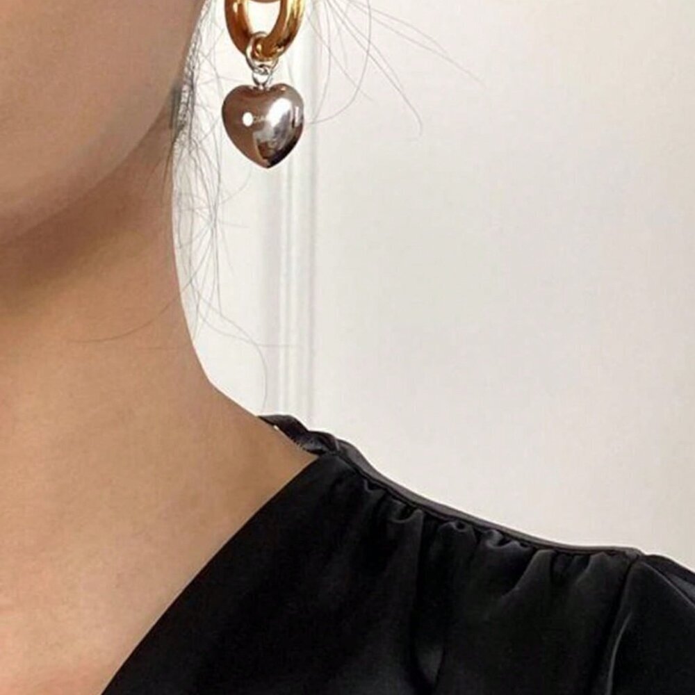 Multicolor Casual Women's Heart Charm & Hoop Earrings - Picture 2 of 4